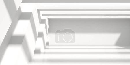 Téléchargez les photos : Espace de pièce minimaliste. Intérieur blanc propre architecture vide. Rendu 3d - en image libre de droit