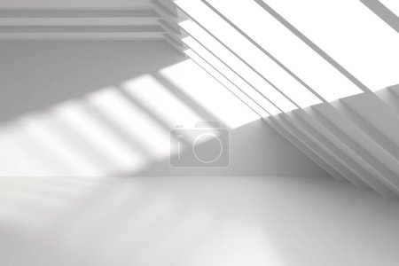 Foto de Espacio de habitación minimalista. Blanco limpio interior de arquitectura vacía. renderizado 3d - Imagen libre de derechos