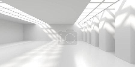 Téléchargez les photos : Espace de pièce minimaliste. Intérieur blanc propre architecture vide. Rendu 3d - en image libre de droit