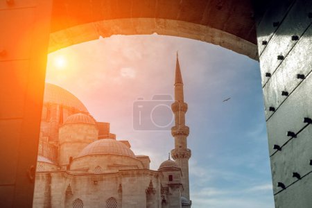 Photo for Suleymaniye mosque great view with sunlight. Blue sky background - Royalty Free Image