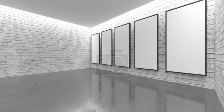 Foto de Sala de galería con imágenes en blanco. Abstracto interior vacío. renderizado 3d - Imagen libre de derechos