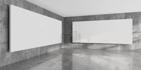 Photo for Gallery room with blank pictures. Abstract empty interior. 3d rendering - Royalty Free Image