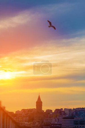 Téléchargez les photos : Panorama du coucher du soleil à Istanbul. Superbe vue panoramique. Voyage en Turquie - en image libre de droit
