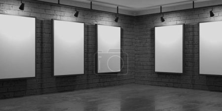 Foto de Interior moderno de la sala de exposiciones. Fondo de la sala de galería. renderizado 3d - Imagen libre de derechos