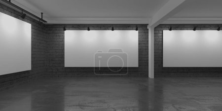 Téléchargez les photos : Hall d'exposition moderne intérieur. Galerie fond de salle. Rendu 3d - en image libre de droit