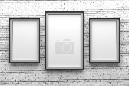 Photo for Gallery room with blank pictures. Abstract empty interior. 3d rendering - Royalty Free Image