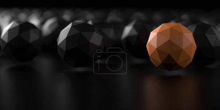 Foto de Concepto de liderazgo con bolas oscuras y naranjas. renderizado 3d - Imagen libre de derechos