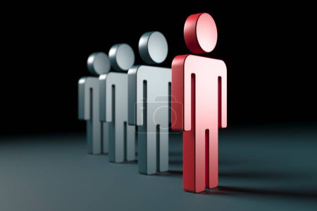 Photo for Different person in a crowd. Unique individuality concept 3d rendering - Royalty Free Image