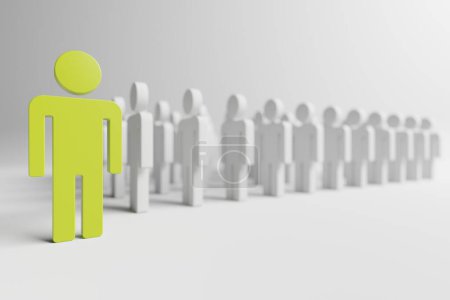 Photo for Different person in a crowd. Unique individuality concept 3d rendering - Royalty Free Image