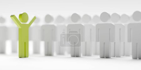Téléchargez les photos : Une personne différente dans une foule. Concept d'individualité unique rendu 3d - en image libre de droit
