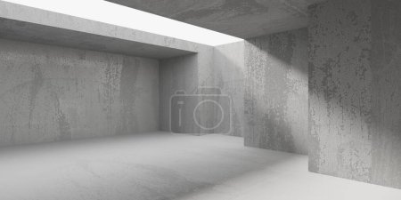 Téléchargez les photos : Design intérieur abstrait salle en béton. Arrière-plan architectural. Rendu 3d - en image libre de droit