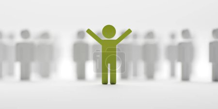 Photo for Stand out from the crowd. Different person figure in team group. 3d rendering - Royalty Free Image