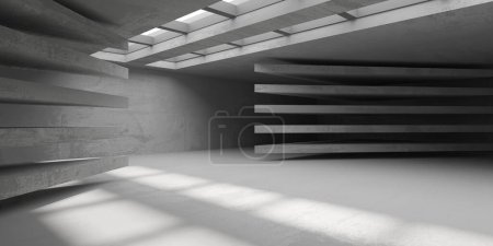 Téléchargez les photos : Architecture abstraite fond intérieur. Salle de béton moderne. Rendu 3d - en image libre de droit