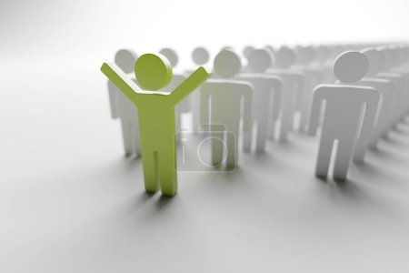 Photo for Boss leader with team crowd. 3d rendering - Royalty Free Image