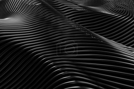 Foto de Fondo metálico abstracto. Rayas de fondo cromadas plateadas. renderizado 3d - Imagen libre de derechos