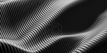 Photo for Silver striped pattern. Steel waves background. 3d rendering - Royalty Free Image