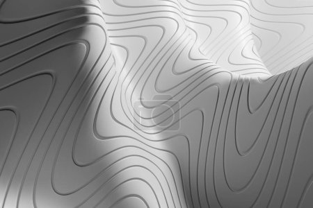 Téléchargez les photos : Fond abstrait blanc avec des vagues. Modèle de lignes de rayures. Rendu 3d - en image libre de droit