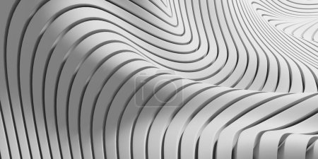 Téléchargez les photos : Wavy glossy abstract stripes background. 3d rendering - en image libre de droit