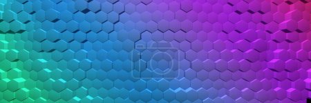 Foto de Colorido arreglo de cubos hexagonales. Textura del patrón de fondo. Renderizado 3d - Imagen libre de derechos