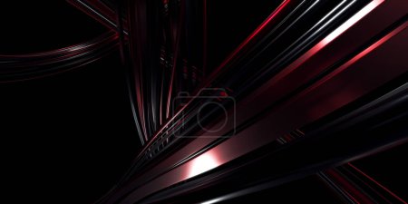 Photo for Futuristic abstract design. Stripes shiny lines. Bright light. Dark background. 3d rendering - Royalty Free Image