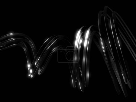 Photo for Black White Curves Steel Stripes Background. 3d Rendering - Royalty Free Image