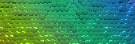Téléchargez les photos : Tableau coloré de cubes hexagonaux. Texture du motif de fond. Rendu 3d - en image libre de droit
