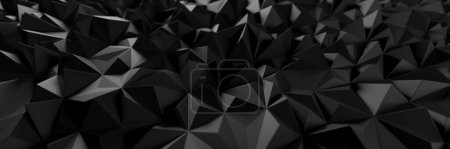 Photo for Dark triangle poligon background. Geometric shapes. Lines, triangles. 3d rendering - Royalty Free Image