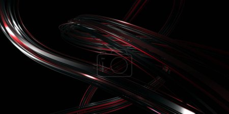 Foto de Diseño abstracto futurista. Rayas líneas brillantes. Luz brillante. Fondo oscuro. renderizado 3d - Imagen libre de derechos