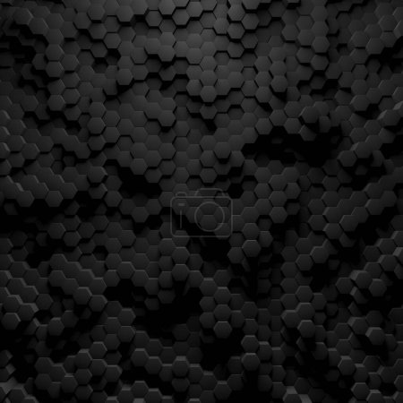 Foto de Dark Gray Hexagons Minimalist Black Abstract Background. Renderizado 3d - Imagen libre de derechos