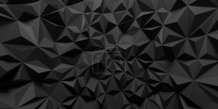 Photo for Dark triangle poligon background. Geometric shapes. Lines, triangles. 3d rendering - Royalty Free Image