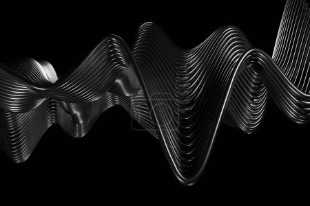 Foto de Fondo metálico abstracto. Rayas de fondo cromadas plateadas. renderizado 3d - Imagen libre de derechos