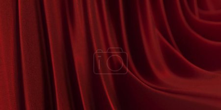 Photo for Red satin or silk fabric. Flowing cloth. 3d rendering - Royalty Free Image
