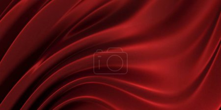 Téléchargez les photos : Satin rouge ou tissu de soie. Tissu fluide. Rendu 3d - en image libre de droit