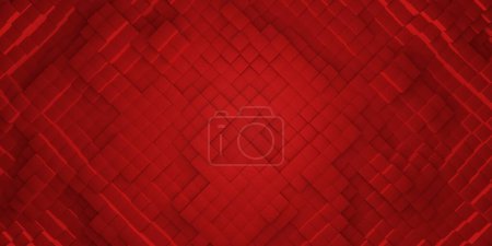 Foto de Estructura de cubos rojos construir fondo de pared. renderizado 3d - Imagen libre de derechos