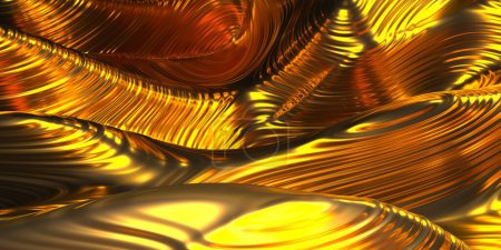 Foto de Oro negro líquido ondulado brillante fondo. Patrón de onda desnuda. renderizado 3d - Imagen libre de derechos