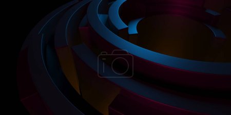 Foto de Círculos suaves formas redondas. Diseño futurista 3D moderno abstracto maqueta de fondo. renderizado 3d - Imagen libre de derechos