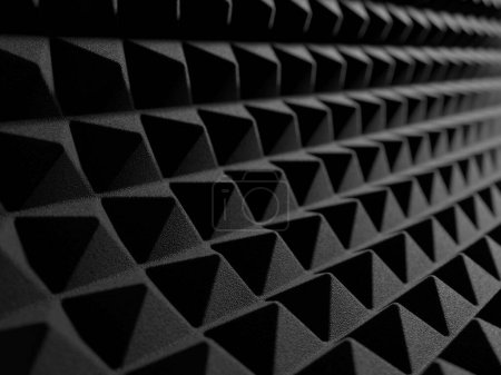 Photo for Black acoustic soundproof foam texture. Recording studio wall. 3d rendering - Royalty Free Image