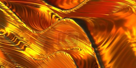 Foto de Oro negro líquido ondulado brillante fondo. Patrón de onda desnuda. renderizado 3d - Imagen libre de derechos