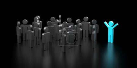 Photo for Leader concept. Standing Out from the Crowd. Unique person. Chosen person among others.3d rendering - Royalty Free Image