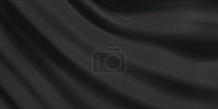 Photo for Textured black satin silk background.  Luxury fabric design template. 3d rendering - Royalty Free Image