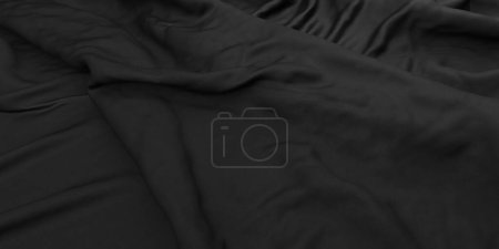 Téléchargez les photos : Fond texturé en soie satinée noire. Modèle de conception de tissu de luxe. Rendu 3d - en image libre de droit