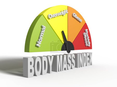 Foto de IMC. Abreviatura Índice de masa corporal. Concepto de estilo de vida saludable. renderizado 3d - Imagen libre de derechos