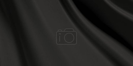 Photo for Textured black satin silk background.  Luxury fabric design template. 3d rendering - Royalty Free Image