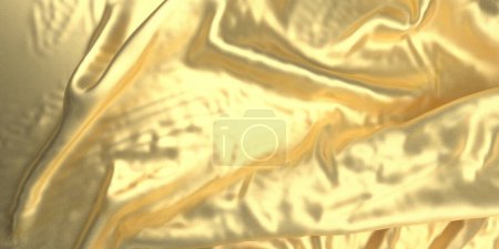 Foto de Seda dorada doblada textura satinada. Fondo de tejido abstracto. renderizado 3d - Imagen libre de derechos