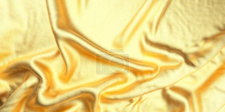 Foto de Seda dorada doblada textura satinada. Fondo de tejido abstracto. renderizado 3d - Imagen libre de derechos