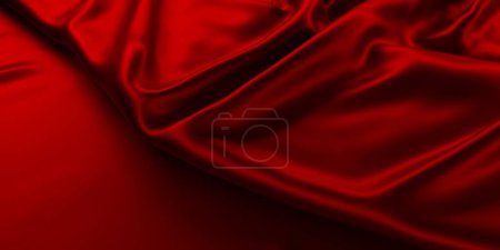 Photo for Red silk fabric background. Cloth waves. Christmas elegant wallpaper design. 3d rendering - Royalty Free Image