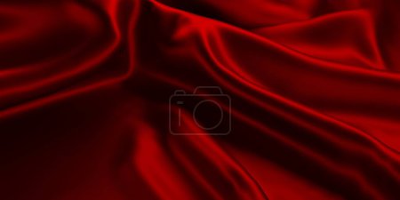 Foto de Fondo de tela de seda roja. Ondas de tela. Navidad elegante diseño de papel pintado. renderizado 3d - Imagen libre de derechos