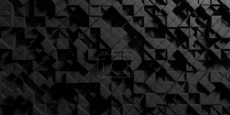 Téléchargez les photos : Texture de panneau de mur sombre. Modèle de triangle géométrique. Rendu 3d - en image libre de droit