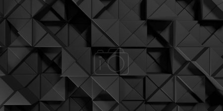 Téléchargez les photos : Texture de panneau de mur sombre. Modèle de triangle géométrique. Rendu 3d - en image libre de droit