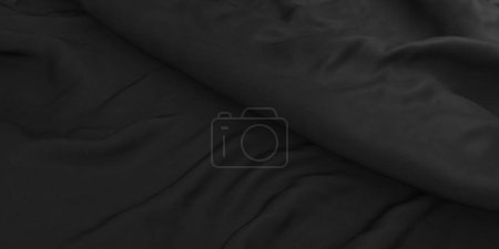 Foto de Fondo de seda satinado negro texturizado. plantilla de diseño de tela de lujo. renderizado 3d - Imagen libre de derechos